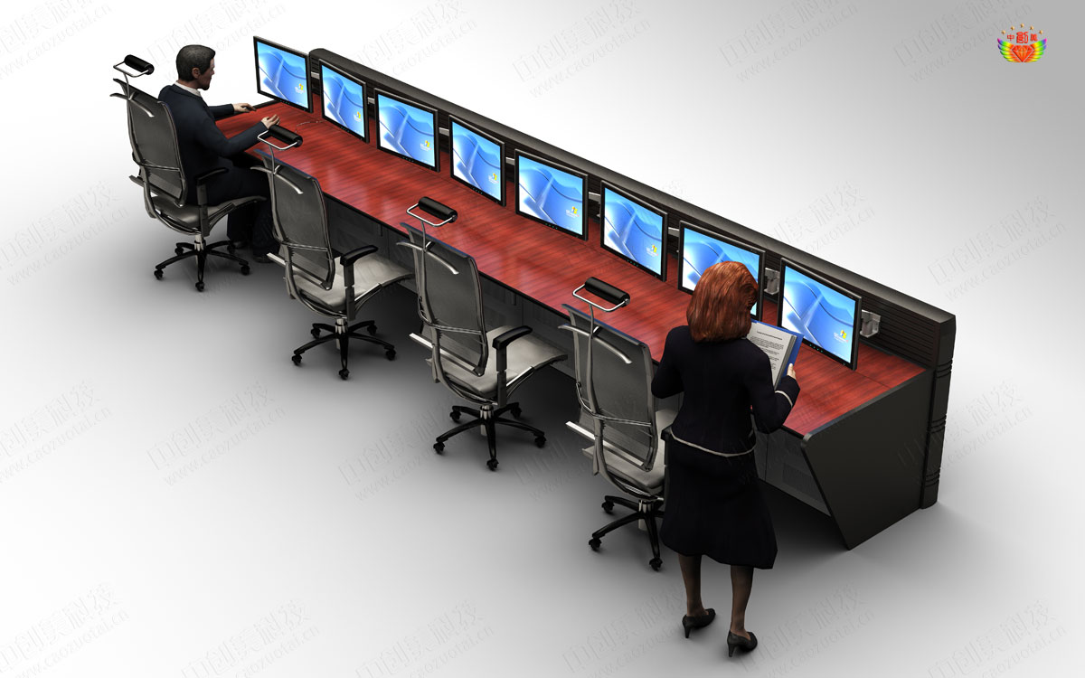 中控室電腦監(jiān)控臺設(shè)計效果圖